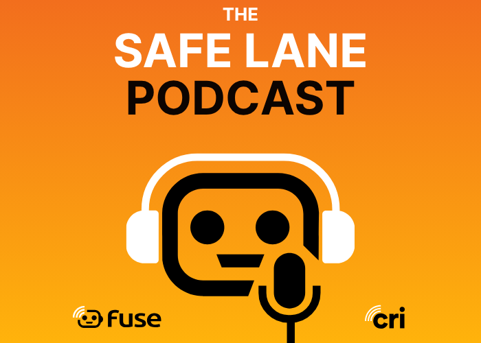 Heading for the Fuse Fleet Podcast with the Fuse Fleet robot with headphones and a microphone