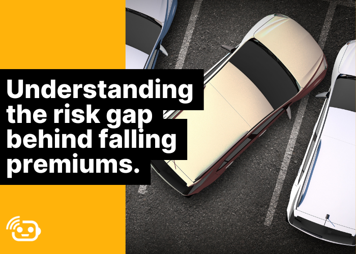 Fuse Fleet Blog Image 2 - April 2026 Image 2 of blog title "Understanding the risk gap behind falling premiums" with an image of three cars parked.