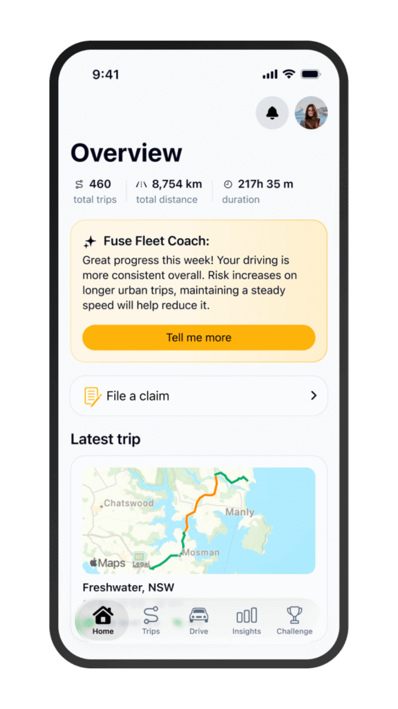 Image of Fuse Fleet Drive App - Home screen